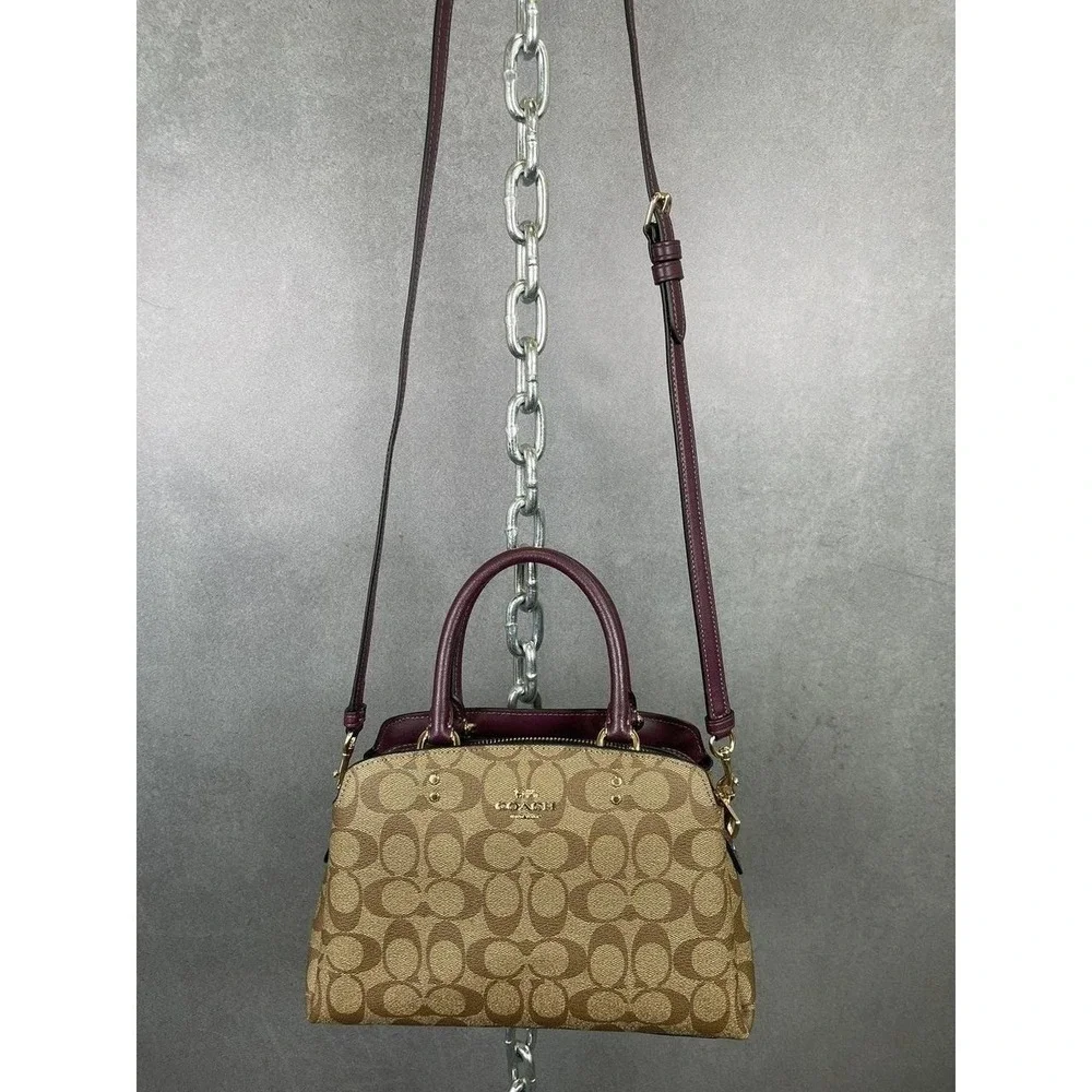COACH LILLIE Mini Carryall Crossbody Signature Canvas Boysenberry 91494 $398